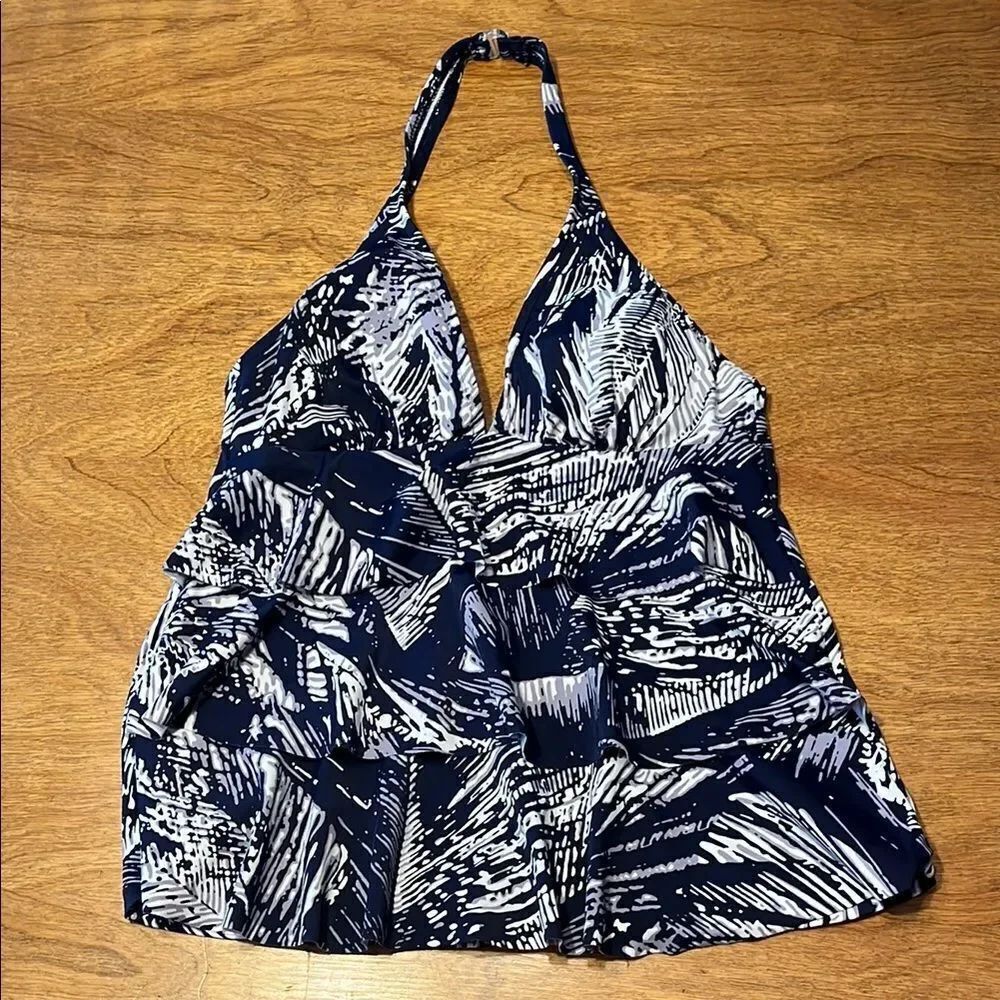 Caribbean Joe Navy and White Swim Top